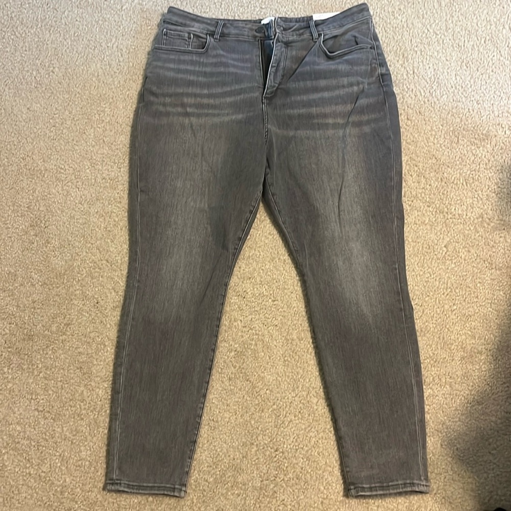 Grey jeans, size 34 petite, high rise, curvy fit